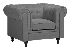 Beliani CHESTERFIELD large light gray armchair