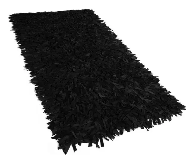 Beliani Leather Rug 80 x 150 cm Black MUT