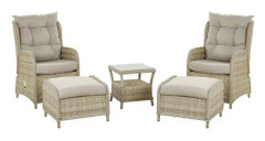 Loungegrupp för 2 Beige Konstrotting Aluminiumram Polyester Kuddar Härdat Glasbord med Hylla Traditionell