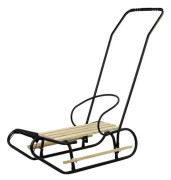Import leantoys Metal Sledge with Pusher Back Strap Black