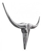 Rootz Deco Antler Bull M Silver 100 cm Aluminium Design Horn - Väggdekoration tjurhuvud horn modern - Väggskulptur horn jakttrofé metall - Longhorn Vä