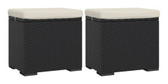 vidaXL Fotpall med kudde 2 st svart 40x30x40 cm konstrotting