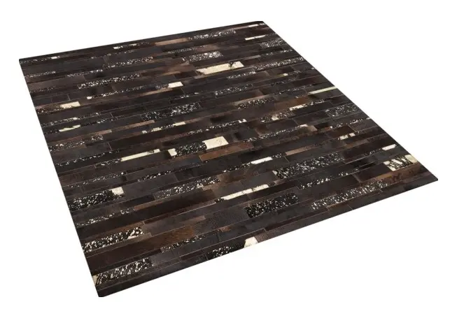 Beliani Leather Rug 200 x 200 cm Brown ARTVIN