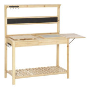 Rootz Planteringsbord - Trädgårdsbord med 8 krokar Lådhylla - Blomsterbord - Trädgård - Uteplats - Naturlig - 151 x 45,5 x 143 cm