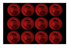 12 RÖDA CIRKULÄRA TALLRIKAR 33CM JUL JULDEKORATION BORD