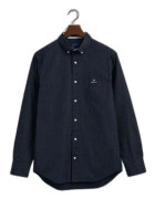 Gant Reg Micro Print Oxford Skjorta - midnattsblå - S