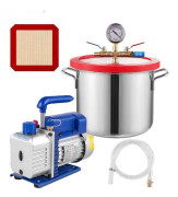 1/4HP Vakuumpump med 1,5 Gallons Kammare - Inbyggd Kylfläkt, Hållbart Packning & Glycerinmätare - Kopparmotor & Aluminiumkropp för Låg Ljudnivå