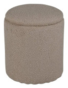 Limpen puff, fotpall med förvaring Ø32cm teddytyg beige.
