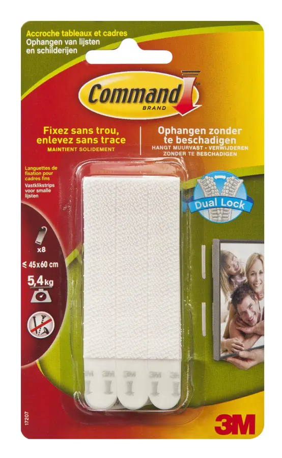 Command™ bildramsremsor, 17207C, vit, för smala ramar, 4 x 2 remsor, 5,4 kg