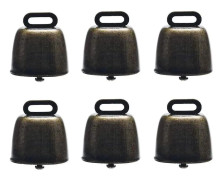 6 stycken liten stöldskyddsklocka i mässing