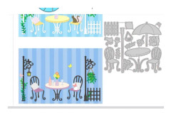 1 set dies trädgård bord stol scrapbooking