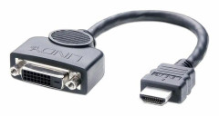 Lindy 41227, 0,2 m, DVI-D, HDMI, Honkontakt - Hankontakt, Svart