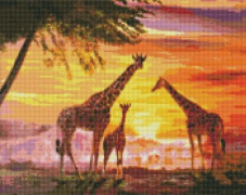Ideyka Diamond mosaik - Familj av giraffer 40x50cm