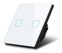 Touch light switch Maclean, double, glass, white with square button backlight, Mce703W