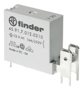 FINDER FIN 45.91.7 24V - Relä med bladklämmor, 1 NO, 16 A, 24 V DC känslig (459170240310)