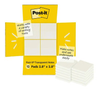 Klisterlappar Post-it 600-TRSPT-SIOC Transparent 12 Delar 73 x 73 mm