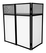 DJ-bås Booth Discjockey Hylla Vikbar Bärbar Skärm Bord Pulverlackerat Stål Paneler 1 x Svarta & 2 x Vita Dukar Förvaringsväska Säkert Handtag Komplett