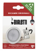Bialetti 0800039, Set med filterhållare och tätning, Bialetti Moka Express, Silver, Vit, Gjuten aluminium, Gummi