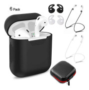För Airpods trådlösa Bluetooth-headsetskydd Sätt svart