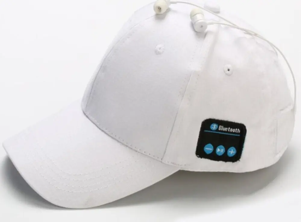 Trådlösa Bluetooth hörlurar Sport Music Cal Baseball Cap Ourdoor Headset White