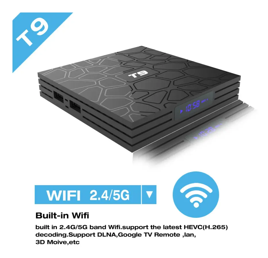 T9 Smart Android 8.1 TV BOX UK Plug