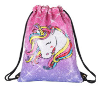 Unicorn Sequins Decorated Outdoor Leisure Sports Backpack(Rose Red+Purple)