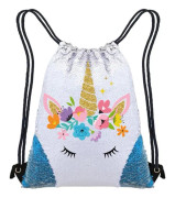 Unicorn Sequins Decorated Outdoor Leisure Sports Backpack(Light Blue)