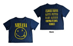 Nirvana Crop Top T Shirt Yellow Smile Flower Sniffin Official Womens Denim