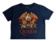 Queen Crop Top T Shirt Classic Crest Band Logo Official Womens Denim