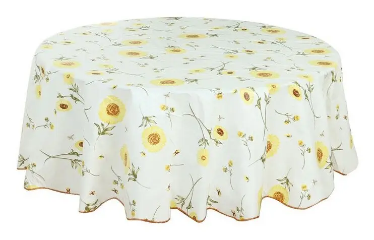 PEVA Oil & Water Resistant Coffee Table Tablecloth, Size: 135x135cm(Yellow Sunflower)