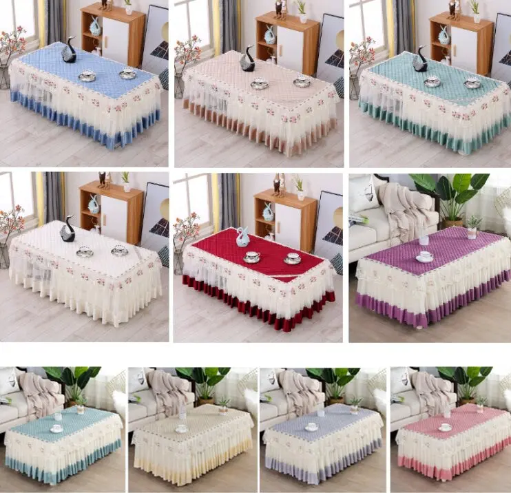 Simple Fabric Lace Rectangular Tablecloth, Size: 60x120cm(Peach Skin Velvet Green)