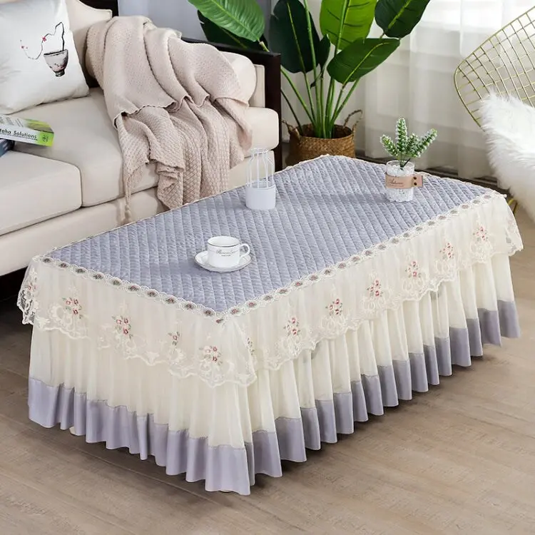 Simple Fabric Lace Rectangular Tablecloth, Size: 55x110cm(Peach Skin Velvet Coffee)