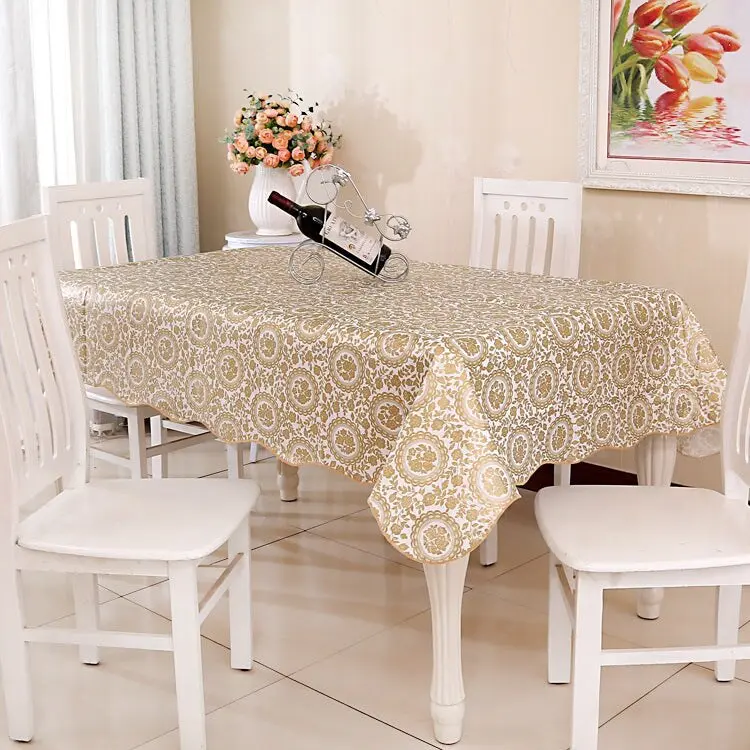 PEVA Oil & Water Resistant Coffee Table Tablecloth, Size: 106x152cm(Bronzing)