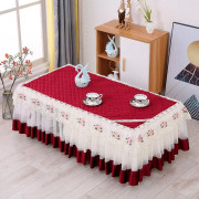 Simple Fabric Lace Rectangular Tablecloth, Size: 60x120cm(Italian Velvet Red)