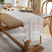 Romantic Lace Table Runner Wedding Decoration, Size: 140cm(White Lace)