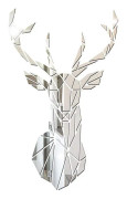 3D Mirror Deer Wall Sticker (silver)
