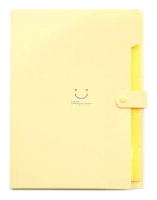Candy-colored Smiling Face Multi-layer Portfolio Pouch Plastic Information Book File Folder(Cream Yellow)