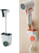 Adjustable Hair Dryer Bracket Punch-Free Shelf Shower Bracket(Green)