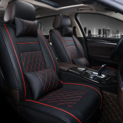 Universal All Car Leather Support Pad Seat Covers Cushion Tillbehör Svart och röd lyx singel