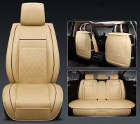 Universal All Car Leather Support Pad Seat täcker kuddetillbehör Varm beige standard singel