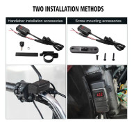 Vattentät Dual QC 3.0 Snabbladdning 12V telefonladdare Motorcykelfordonmonterad Voltmeter Switch Röd voltmeter