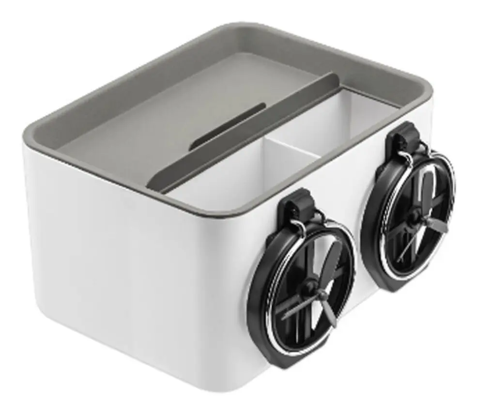 Bil Tissue Box Armrest Water Cup Holder Telefon Justerbar Strap Storage Grå