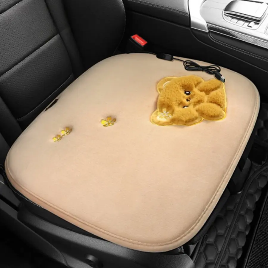 Uppvärmd Seat Cushion Pad Comfortable Protector Cartoon Plush Heating Square USB Powered Yellow