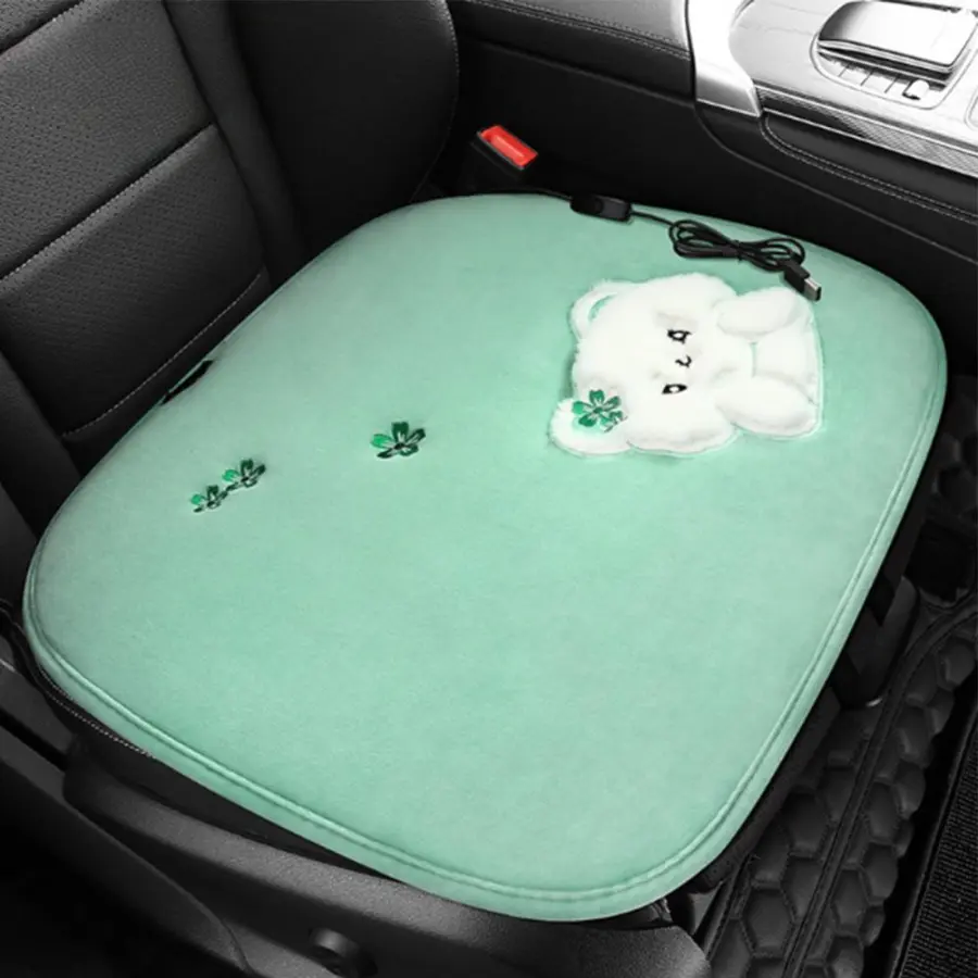 Uppvärmd Seat Cushion Pad Comfortable Protector Cartoon Plush Heating Square USB Powered Green