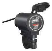Motorcykelladdare Quick Charge Dual Usb Socket Port Interface snabbt med Voltmeter Modified Parts orange ljus