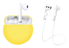 Huawei Freebuds 3 silikonskydd med nackrem - Gul
