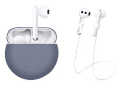 Huawei Freebuds 3 silikonskydd med nackrem - Mörklila