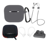 AirPods 3 silikonskydd med förvaringsväska och tillbehör - Grå