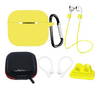 AirPods 3 silikonskydd med förvaringsväska och tillbehör - Gul