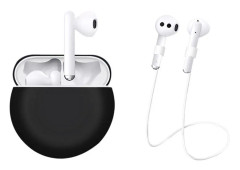 Huawei Freebuds 3 silikonskydd med nackrem - Svart